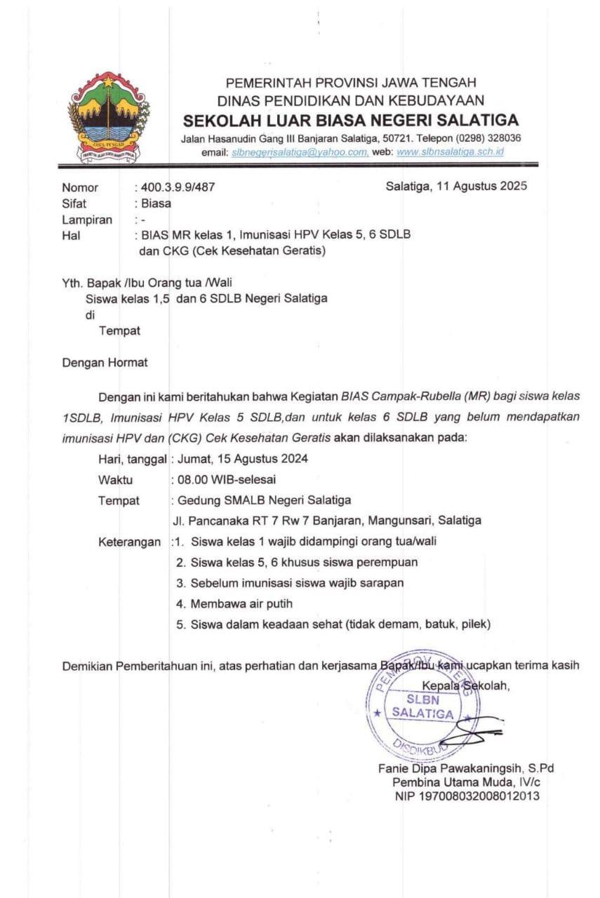 Pengumuman BIAS Campak Rubella (MR)