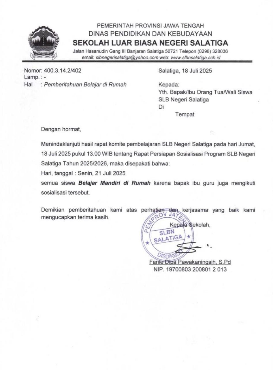 PEMBERITAHUAN BELAJAR MANDIRI DI RUMAH